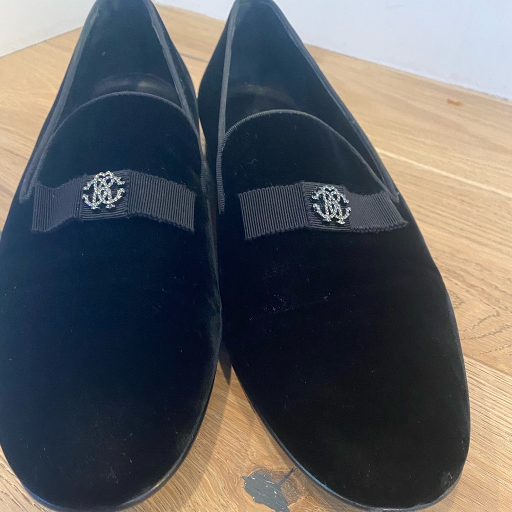 Roberto Cavalli  black velvet men’s shoe